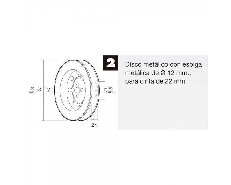 Disco Persiana Metalico Espiga Metalica 150x60 Cinta 22 mm.