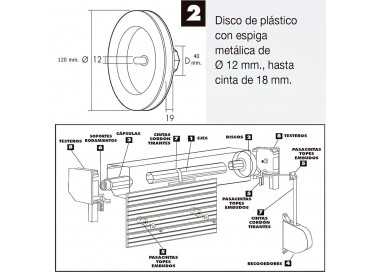 Disco Persiana Plastico Espiga Metal 120x40 mm. Cinta 18 mm.
