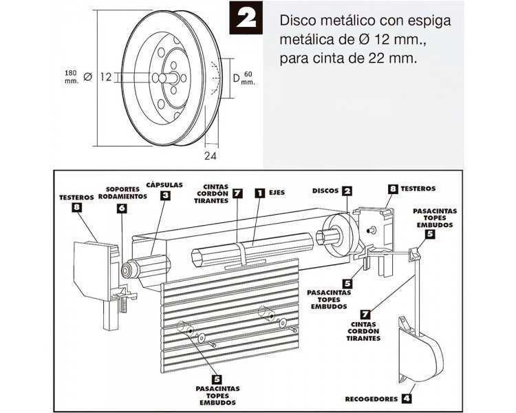 Disco Persiana Metalico Espiga Metalica 180x60 mm. Cinta 18/22 mm.