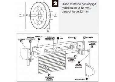 Disco Persiana Metalico Espiga Metalica 180x60 mm. Cinta 18/22 mm.