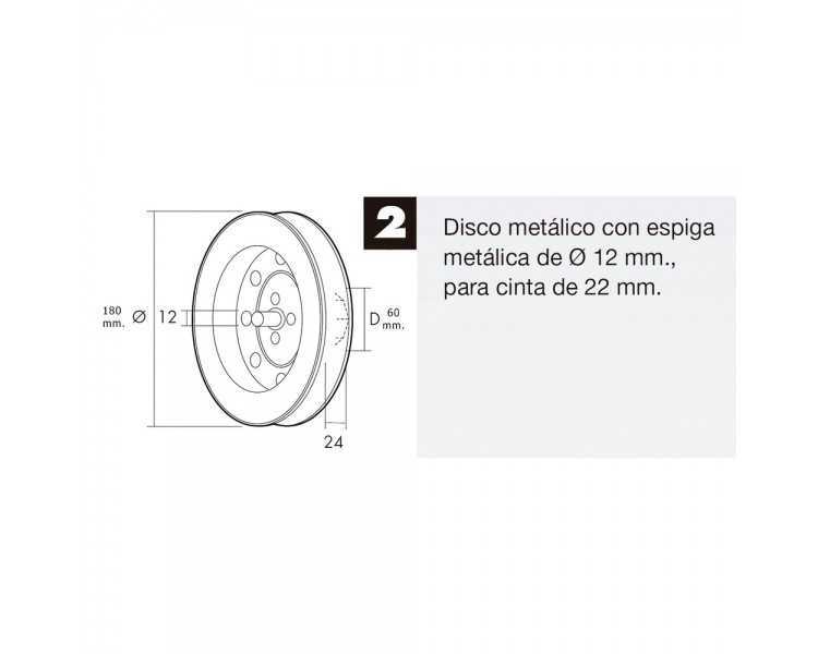 Disco Persiana Metalico Espiga Metalica 180x60 mm. Cinta 18/22 mm.