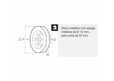 Disco Persiana Metalico Espiga Metalica 180x60 mm. Cinta 18/22 mm.