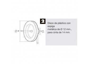 Disco Persiana Plastico Espiga Metalica 136x40 mm. Cinta 14 mm.
