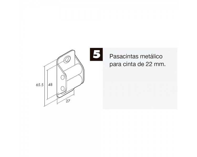Pasacintas Persiana Zincado Rodillo Nylon Cinta 22 mm.