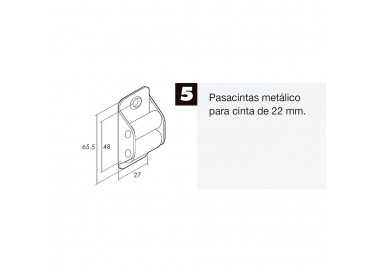 Pasacintas Persiana Zincado Rodillo Nylon Cinta 22 mm.