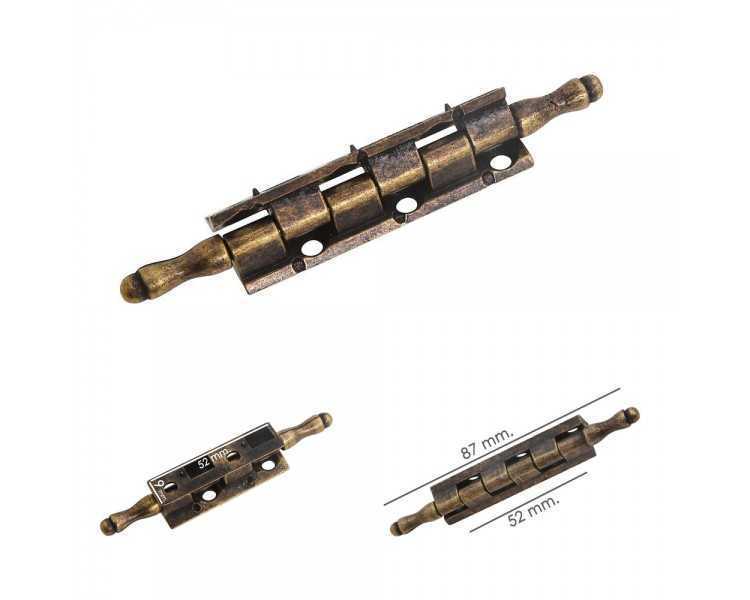 Bisagra Desmontable Con Pasador y Remate Oro Viejo 87 mm.