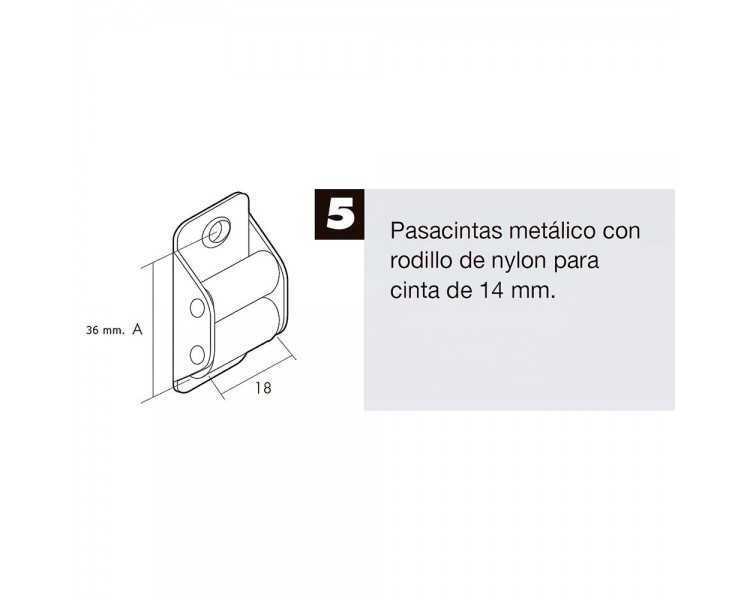 Pasacintas Persiana Mini Rodillos Nylon Cintas 14 mm.