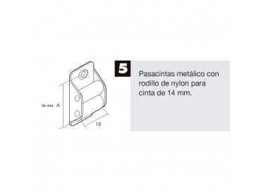 Pasacintas Persiana Mini Rodillos Nylon Cintas 14 mm.