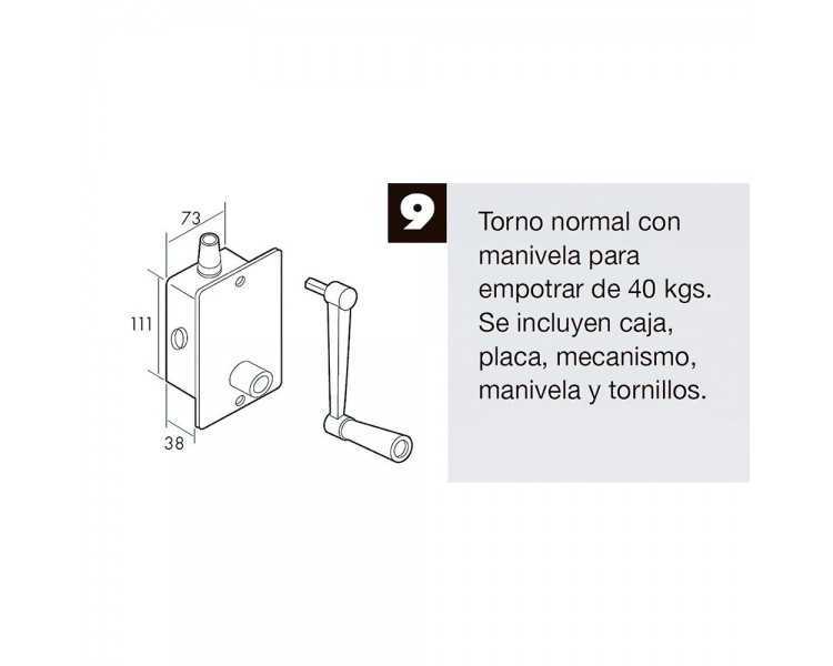 Torno Elevacion Persiana Empotrar Aluminio