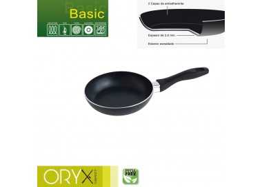 Oryx Sartén Aluminio Antiadherente Basic, Alta Resistencia, Apta Inducción, Libre PFOA, Diámetro 18 cm, Espesor 3 mm.