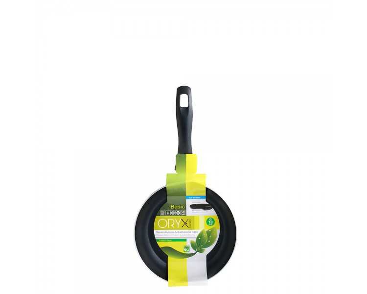 Oryx Sartén Aluminio Antiadherente Basic, Alta Resistencia, Apta Inducción, Libre PFOA, Diámetro 18 cm, Espesor 3 mm.