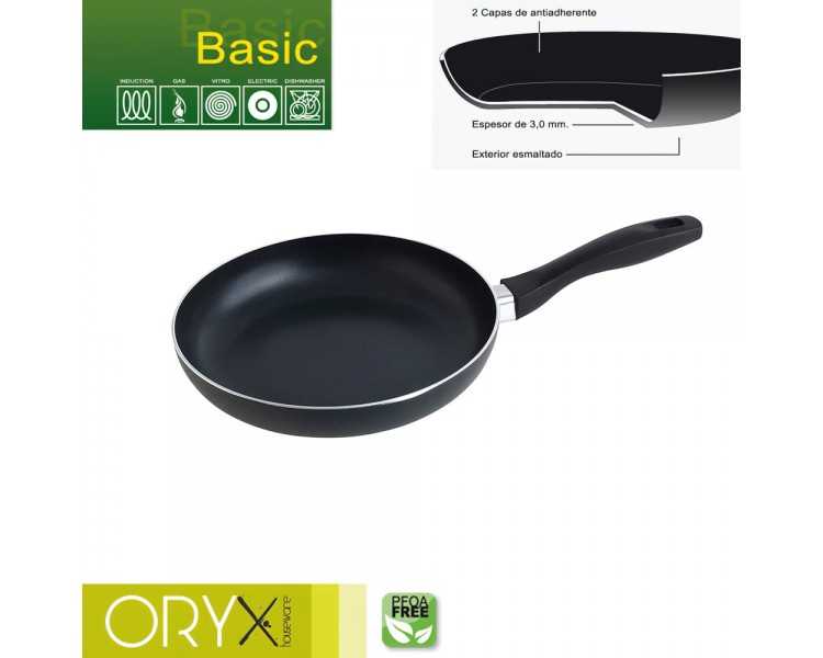 Oryx Sartén Aluminio Antiadherente Basic, Alta Resistencia, Apta Inducción, Libre PFOA, Diámetro 24 cm, Espesor 3 mm.