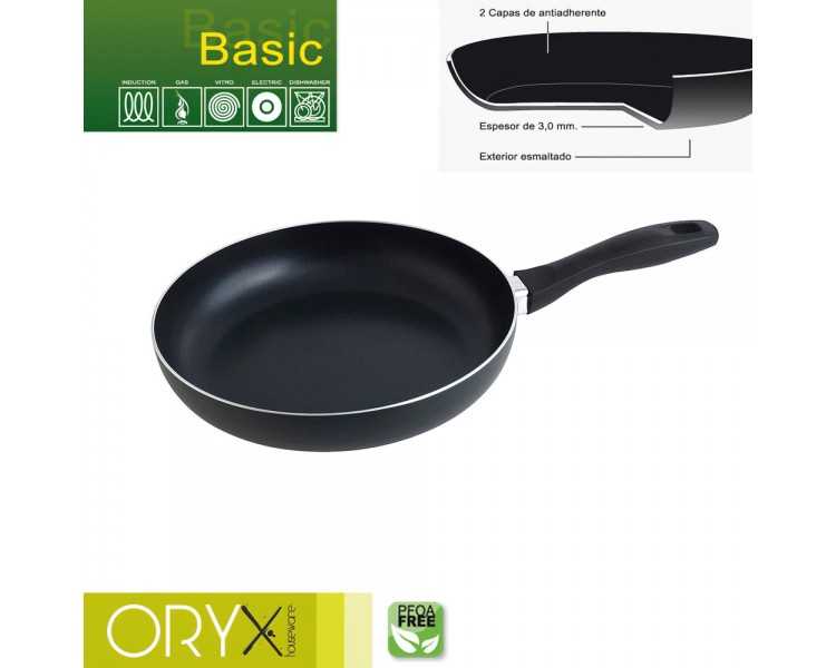 Oryx Sartén Aluminio Antiadherente Basic, Alta Resistencia, Apta Inducción, Libre PFOA, Diámetro 26 cm, Espesor 3 mm.