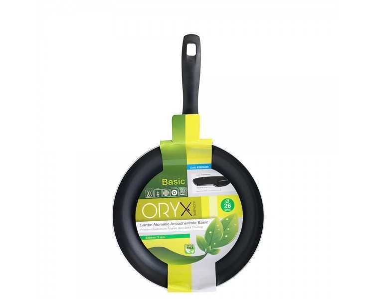 Oryx Sartén Aluminio Antiadherente Basic, Alta Resistencia, Apta Inducción, Libre PFOA, Diámetro 26 cm, Espesor 3 mm.