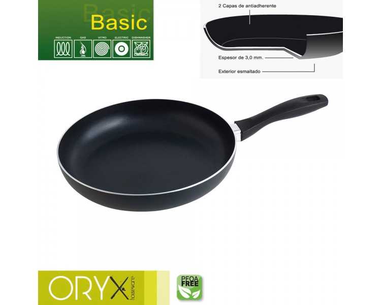Oryx Sartén Aluminio Antiadherente Basic, Alta Resistencia, Apta Inducción, Libre PFOA, Diámetro 28 cm, Espesor 3 mm.