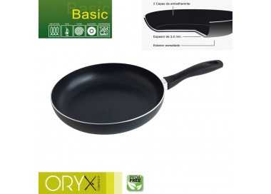 Oryx Sartén Aluminio Antiadherente Basic, Alta Resistencia, Apta Inducción, Libre PFOA, Diámetro 28 cm, Espesor 3 mm.