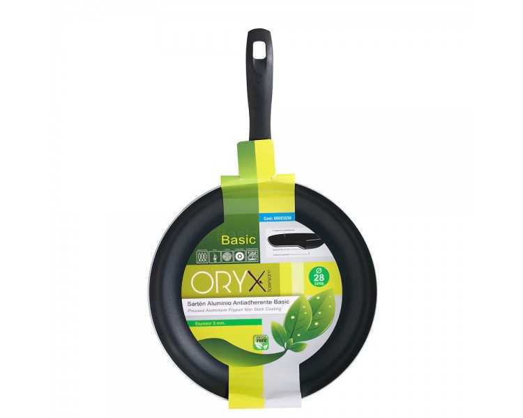 Oryx Sartén Aluminio Antiadherente Basic, Alta Resistencia, Apta Inducción, Libre PFOA, Diámetro 28 cm, Espesor 3 mm.