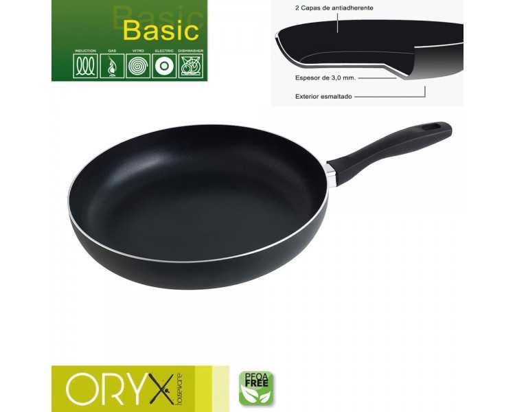 Oryx Sartén Aluminio Antiadherente Basic, Alta Resistencia, Apta Inducción, Libre PFOA, Diámetro 30 cm, Espesor 3 mm.