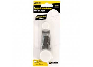 Tope Puerta Adhesivo con Retenedor Blanco