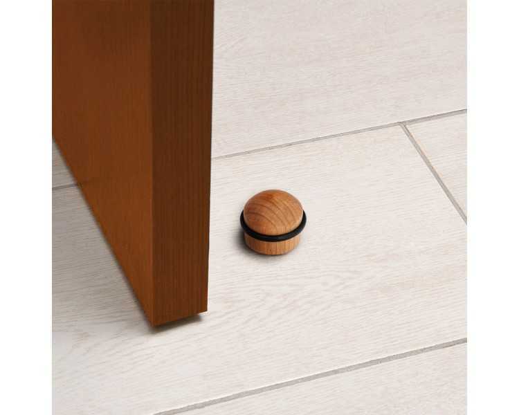 Tope Puerta Atornillable Adhesivo Madera Redondo Roble Claro