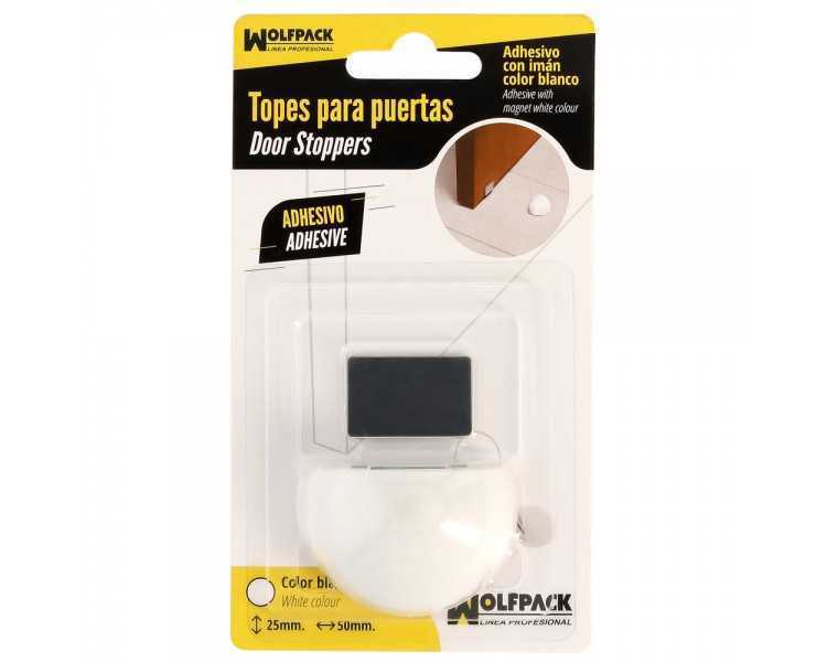 Tope Puerta Adhesivo con Imán Retenedor Blanco