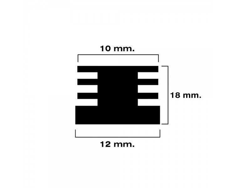 Contera Cuadrada Interior Negra 12x12 mm. Blister 4 piezas.