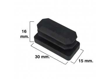 Contera Rectangular Negra 15x30mm. Blister 4 piezas.