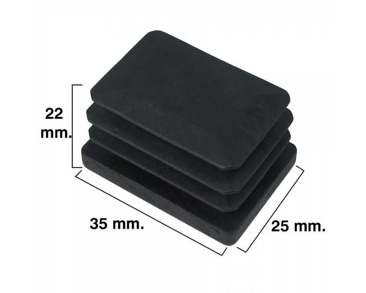 Contera Rectangular Negra 25x35mm. Blister 4 piezas.