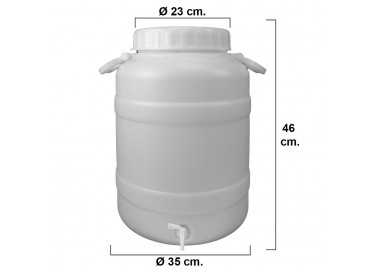 Bidon Garrafa Plastico Alimentario Con Grifo y Boca Ancha 30 Lt.