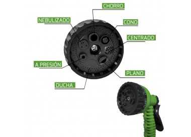 Manguera Extensible Riego Compacto 5 A 15 Metros Con Pistola 7 Posiciones