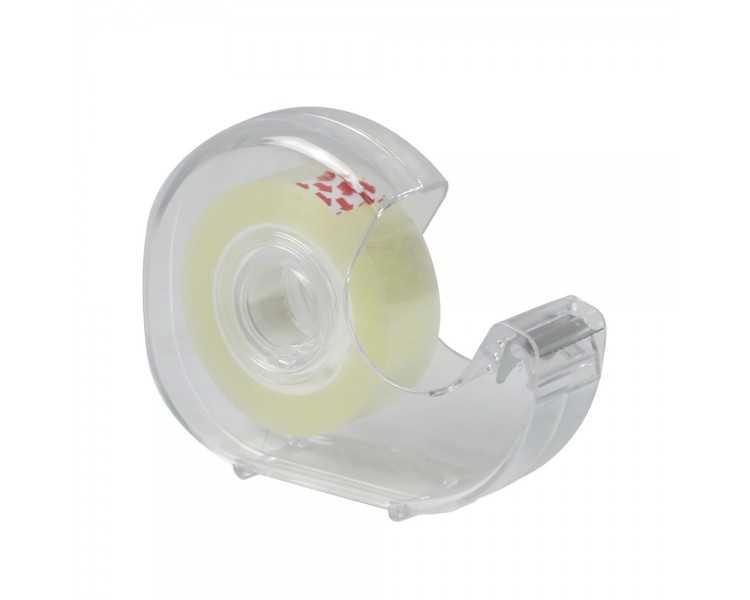 Cinta Celo Adhesivo Transparente 18 mm. x 33 Mts. Con Dispensador.