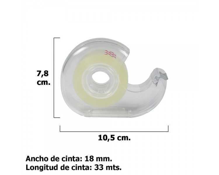 Cinta Celo Adhesivo Transparente 18 mm. x 33 Mts. Con Dispensador.