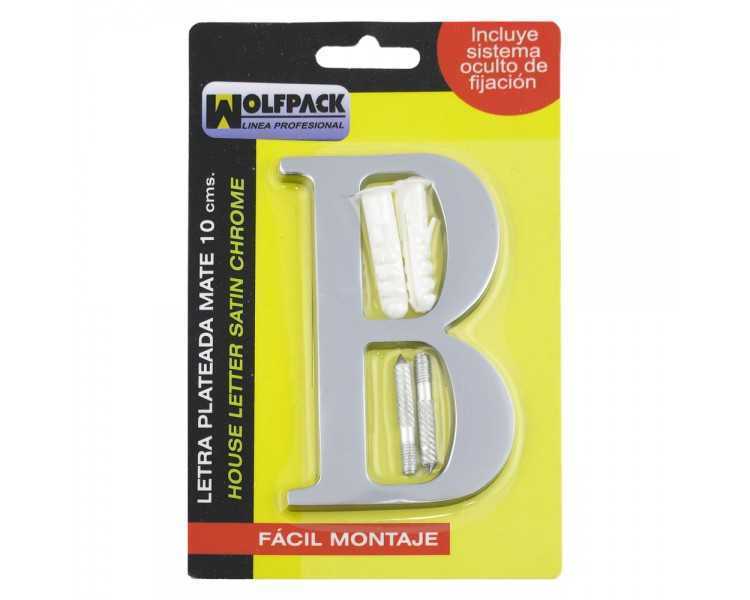 Letra Metal "B" Plateada Mate 10 cm. con Tornilleria Oculta (Blister 1 Pieza)