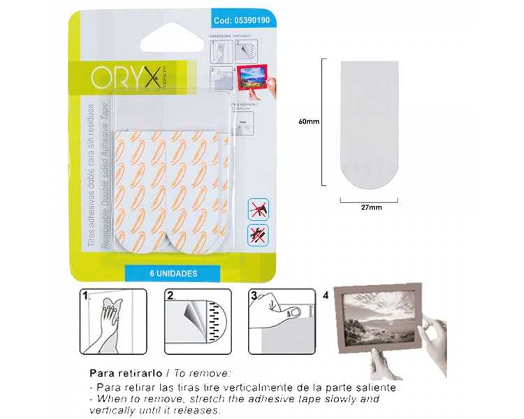 Tiras Adhesivas Doble Cara Sin Residuos (Blister de 6 piezas )