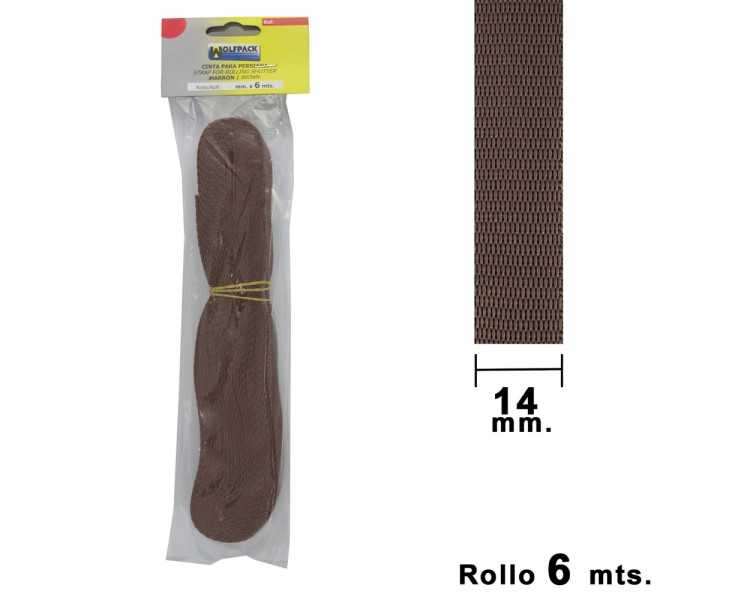 Cinta Persiana Wolfpack Marrón 14 mm. Rollo 6 Metros