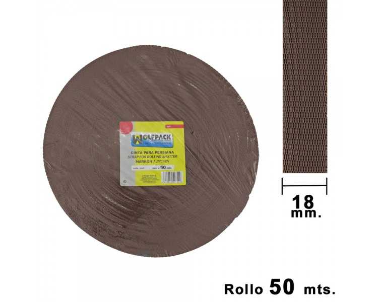 Cinta Persiana Marrón 18 mm. Rollo 50 Metros
