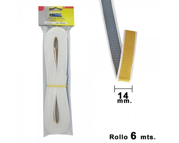 Cinta Persiana Wolfpack Bicolor 14 mm. Rollo 6 metros