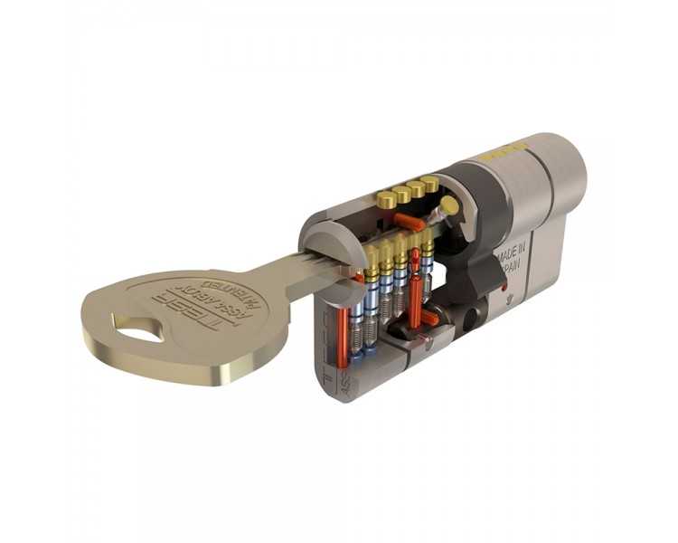 Cilindro Tesa Seguridad T70  30x30 Latonado Leva Corta