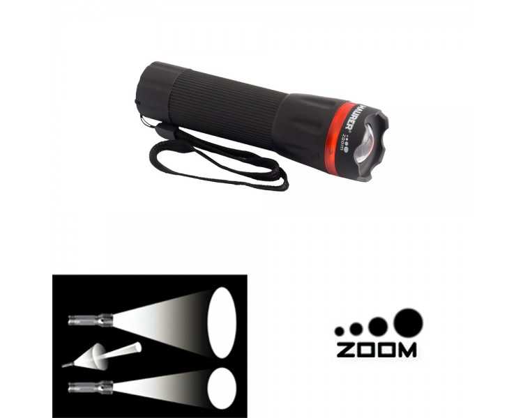 Linterna LED De Mano A Pilas (3 AAA) 50 Lumenes Con Mango Engomado y Función Zoom
