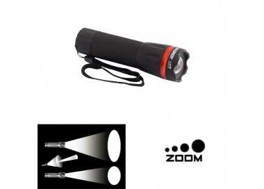 Linterna LED De Mano A Pilas (3 AAA) 50 Lumenes Con Mango Engomado y Función Zoom