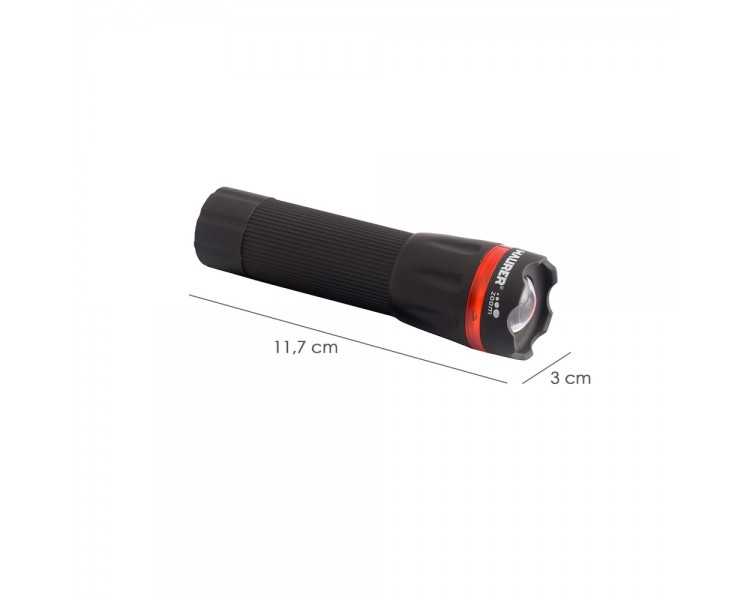 Linterna LED De Mano A Pilas (3 AAA) 50 Lumenes Con Mango Engomado y Función Zoom
