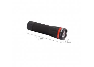 Linterna LED De Mano A Pilas (3 AAA) 50 Lumenes Con Mango Engomado y Función Zoom
