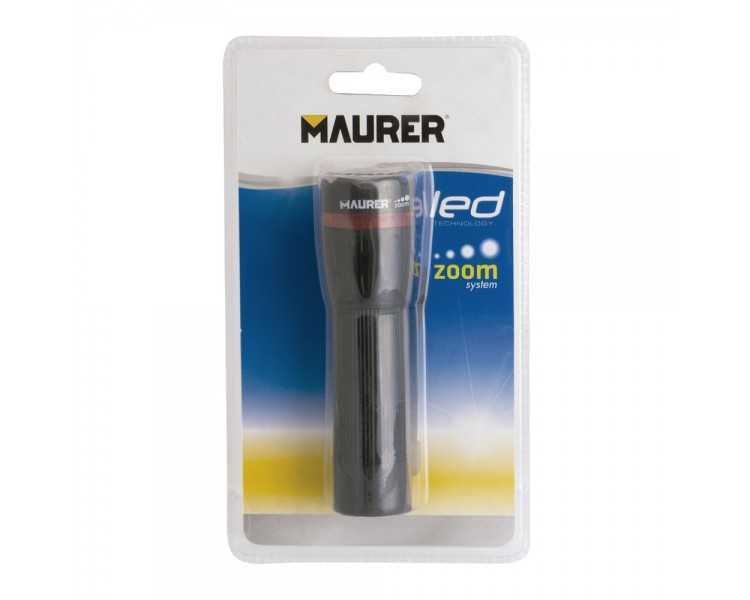 Linterna LED De Mano A Pilas (3 AAA) 50 Lumenes Con Mango Engomado y Función Zoom