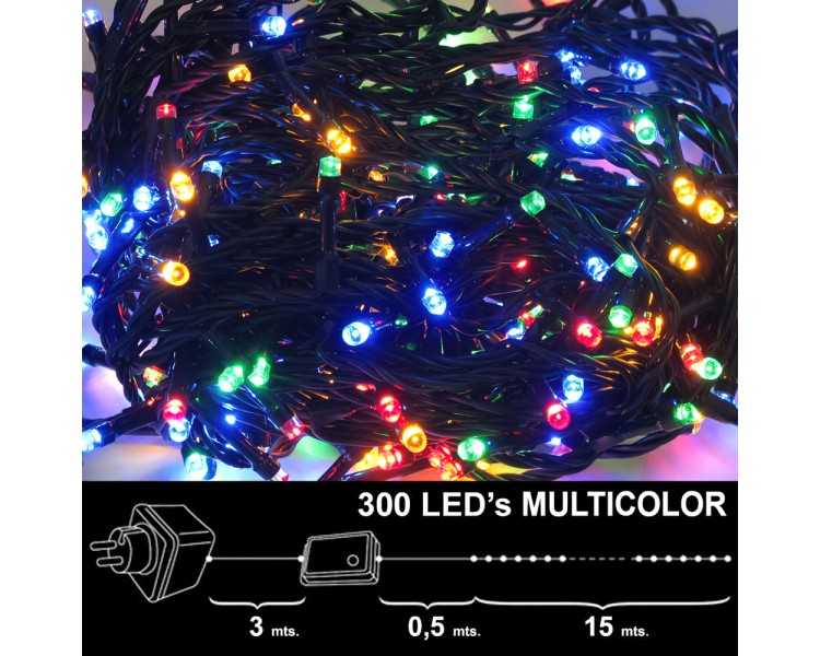 Luces Navidad 300 Leds Luz Multicolores Interior / exterior (IP44)