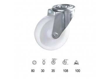 Rueda Industrial Nylon Pasante   80mm