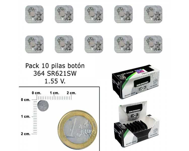 Pila Boton Oxido De Plata 364 / SR621SW (Caja 10 Pilas)