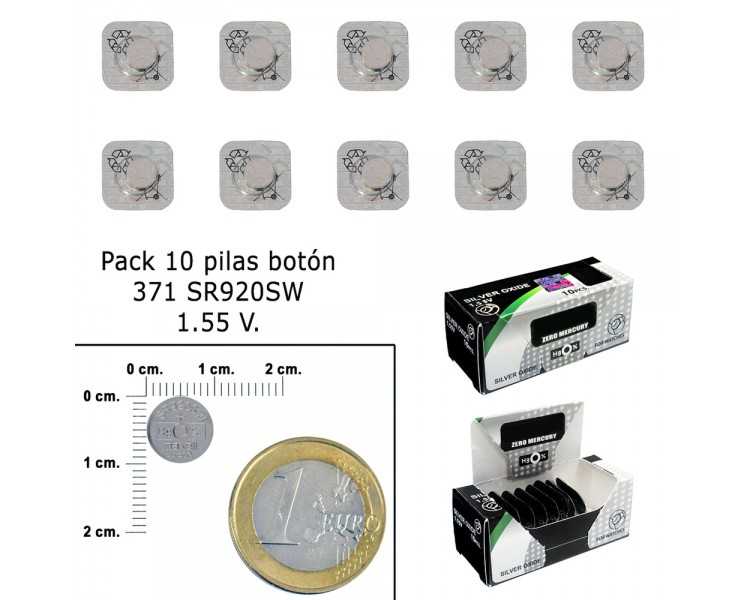 Pila Boton Oxido De Plata 371 / SR920SW (Caja 10 Pilas)
