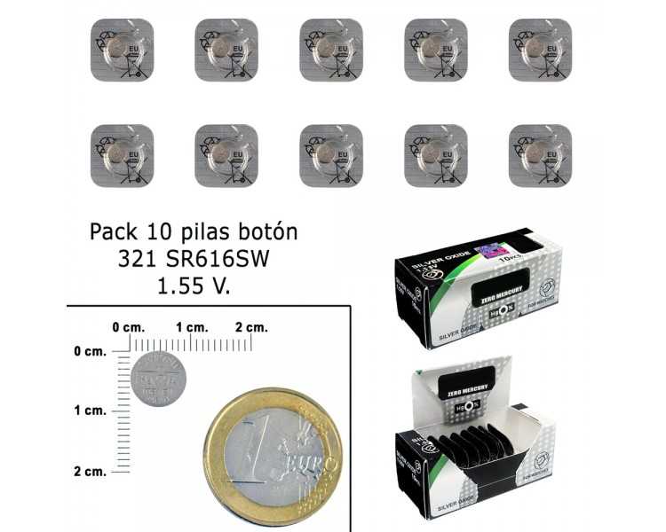 Pila Boton Oxido De Plata 321 / SR616SW (Caja 10 Pilas)