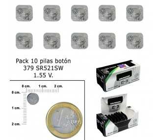 Pila Boton Oxido De Plata 379 / SR521SW (Caja 10 Pilas)