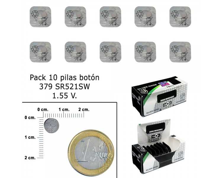 Pila Boton Oxido De Plata 379 / SR521SW (Caja 10 Pilas)